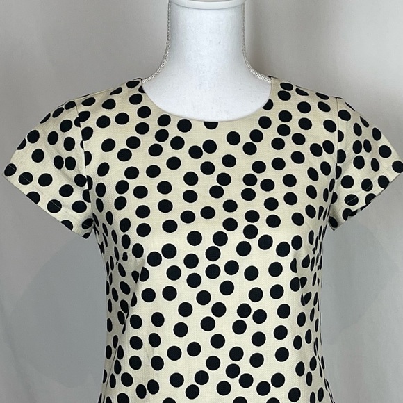 J Crew 100% Cotton Cream & Black Polka Dot Dress - Picture 3 of 11